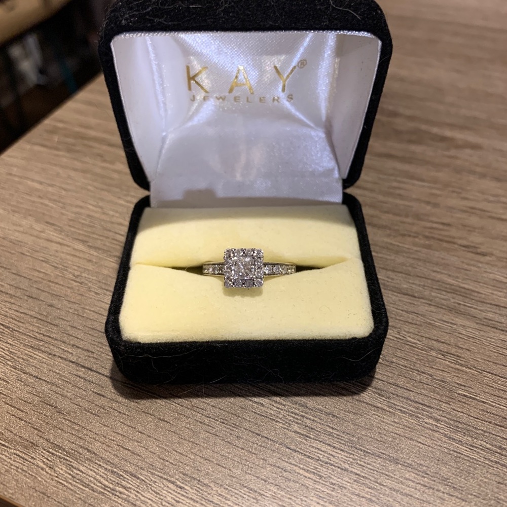 Tolkowsky half carat white gold engagement ring